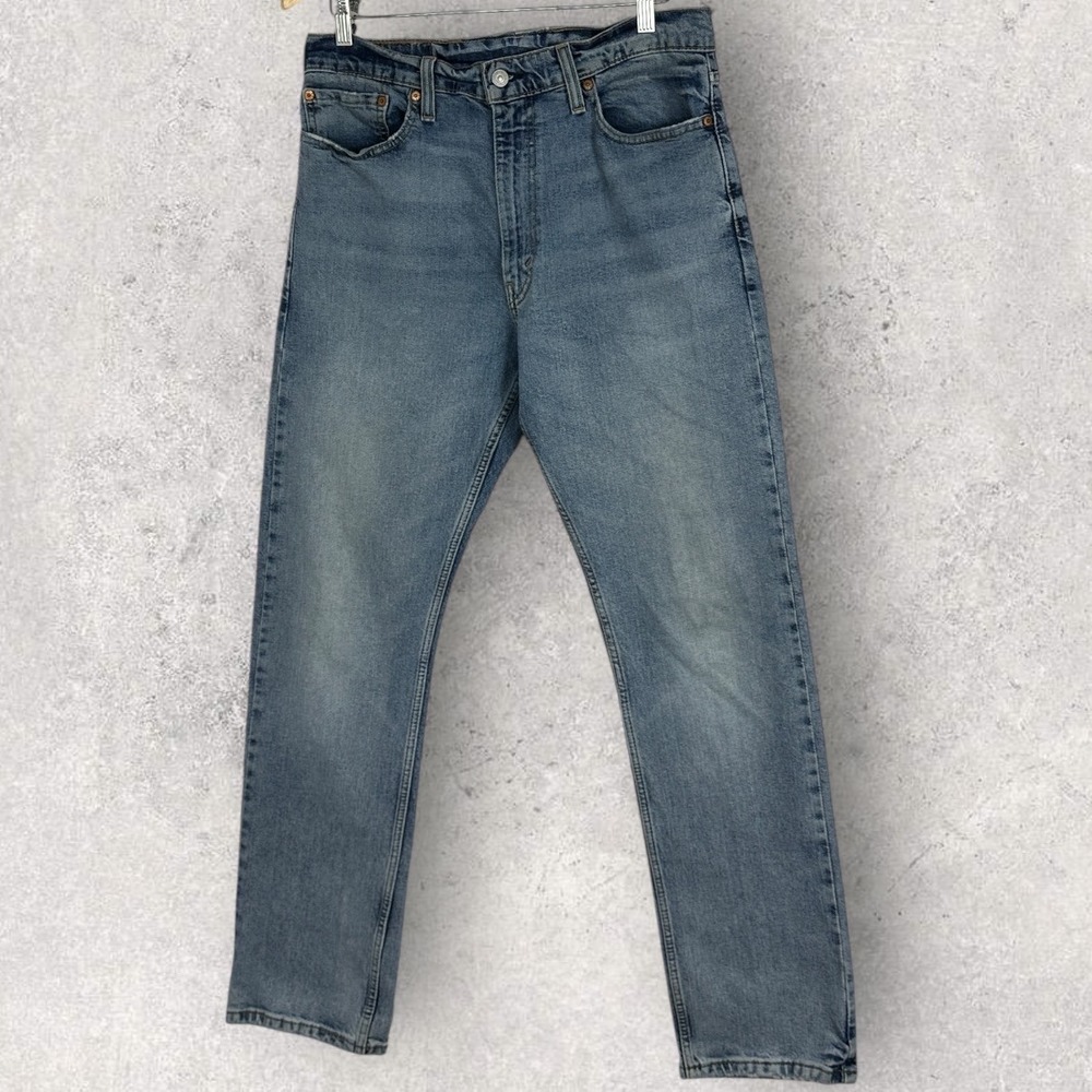 Levis 513‎ Slim Straight Jeans Mens Size 36 x 32 Light Blue Denim Byrd Waterless